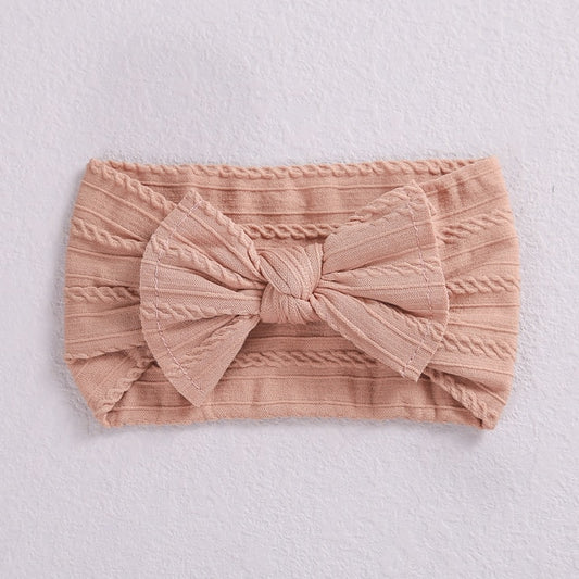 Nylon Cable Bow Headband- Dusty Pink