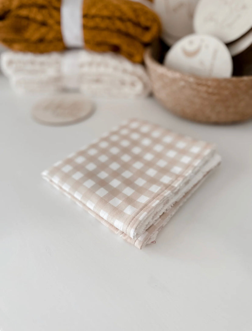 Sand Gingham Burp Cloth