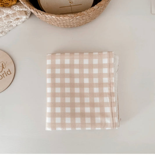 Sand Gingham Burp Cloth