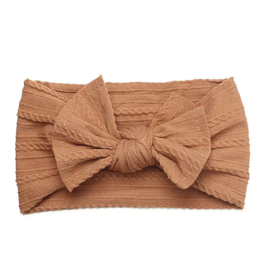 Nylon Cable Bow Headband- Light brown